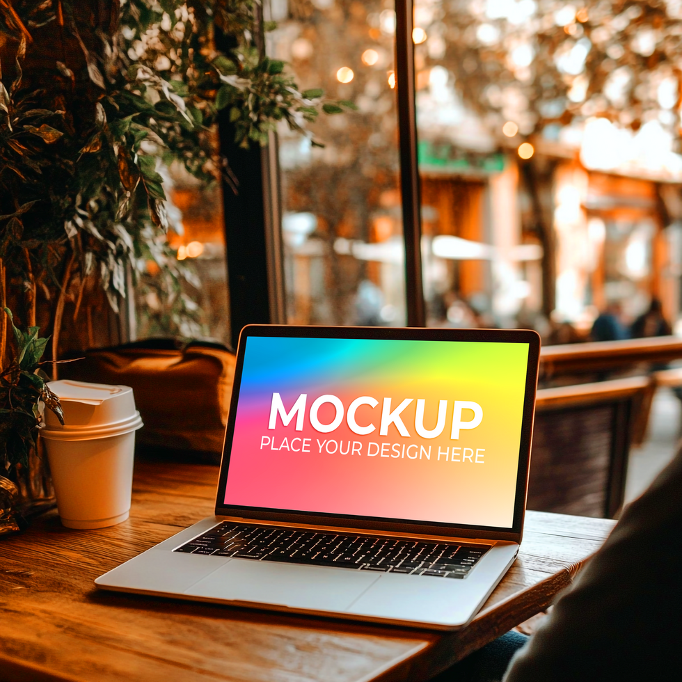Desktop Setup with Mockup Laptop psd