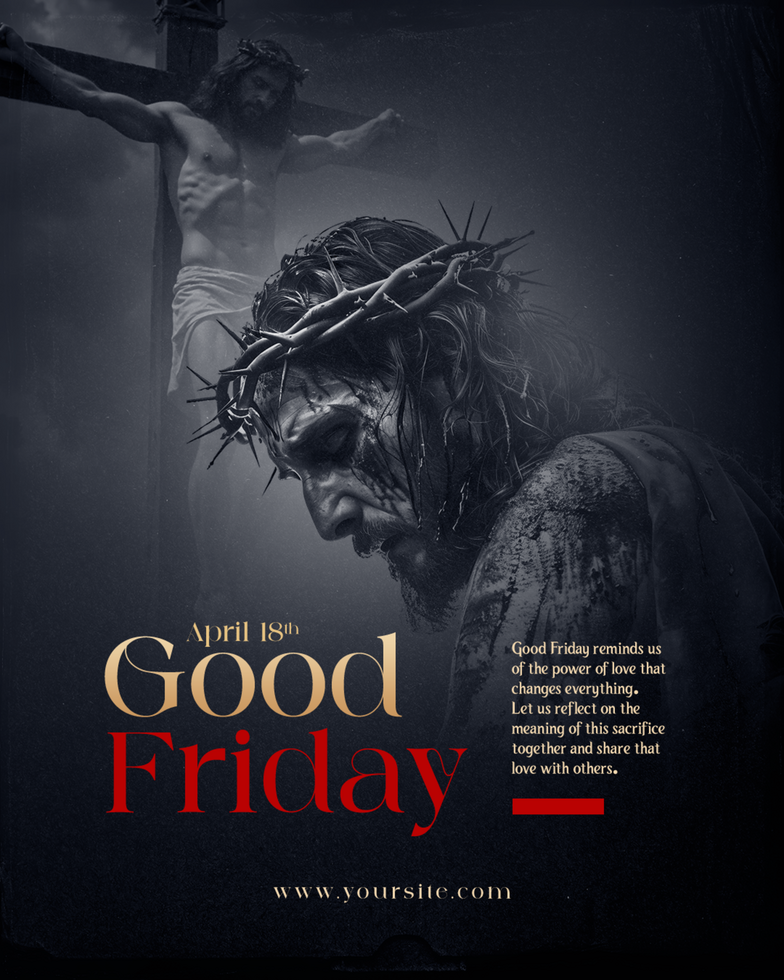 Black White Good Friday Poster social media post psd