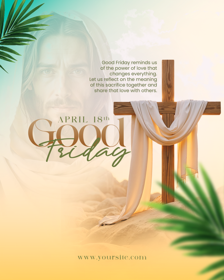 Wood Cross In Dessert Good Friday Fresh Template psd
