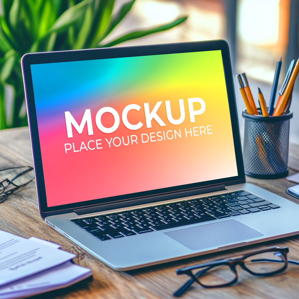 Laptop with Interactive Screen Presentation psd