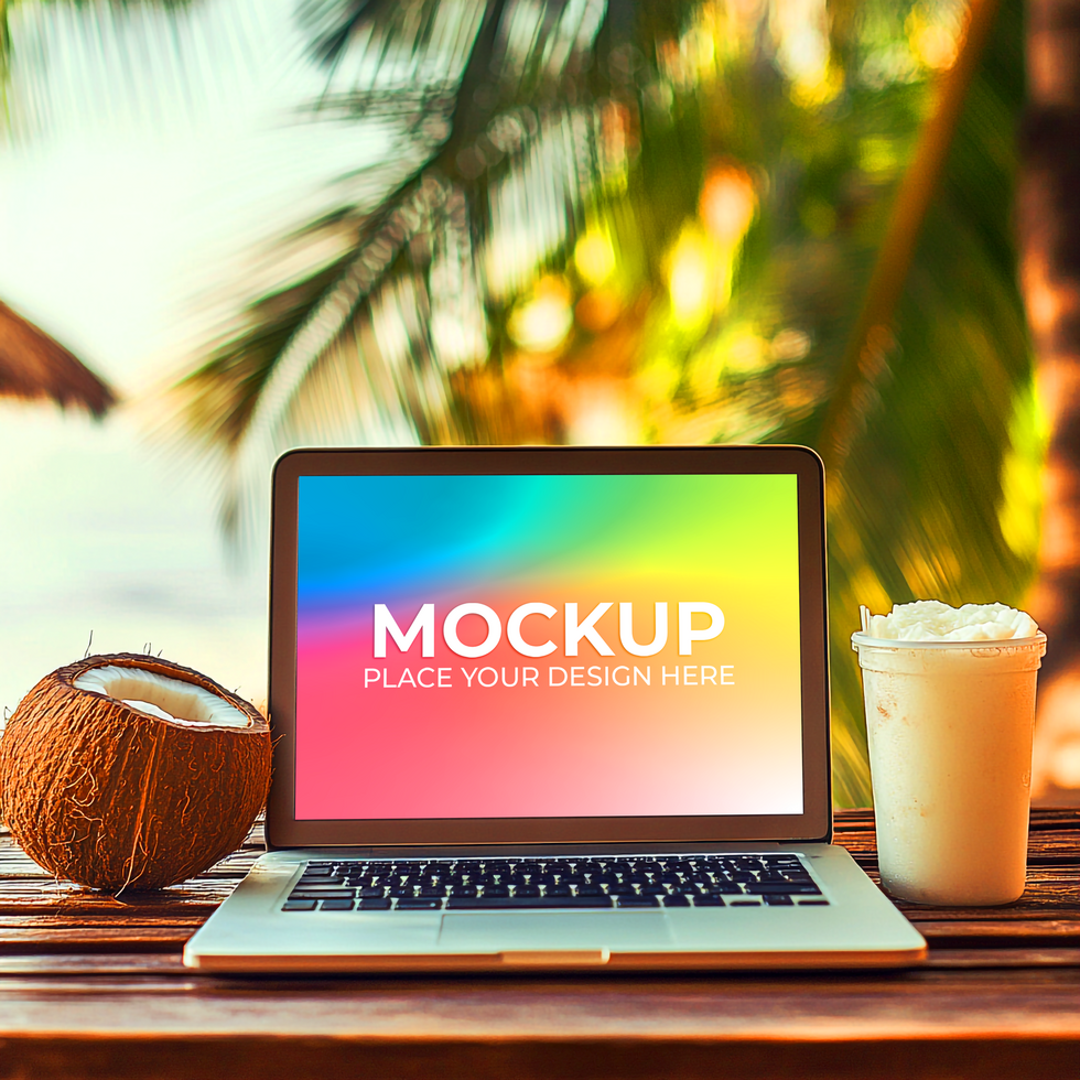 Realistic Laptop Scene for App Showcase psd