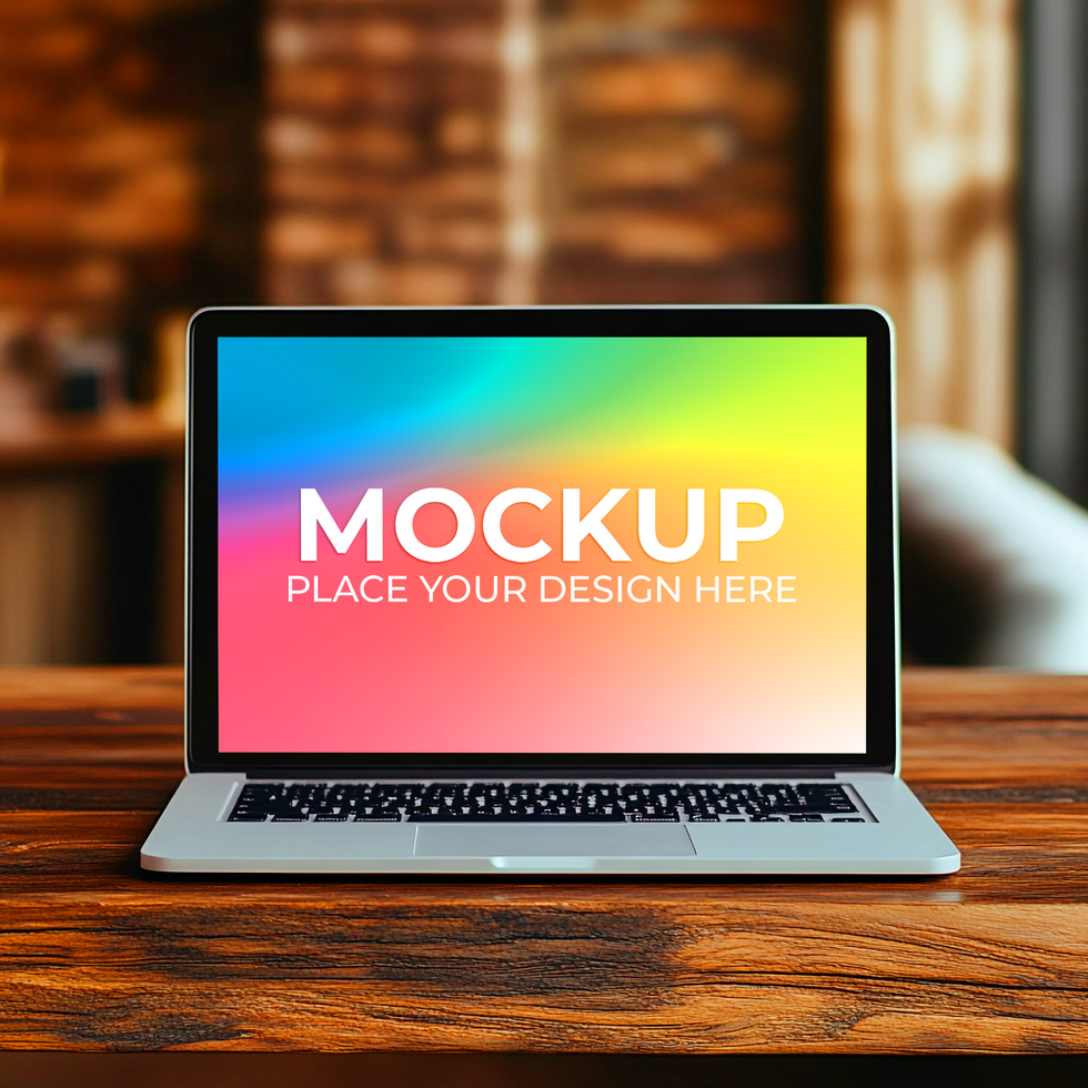 Clean Scene Mockup with Laptop psd