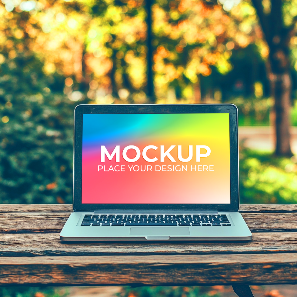 Laptop Mockup in Minimalist Work Setup psd