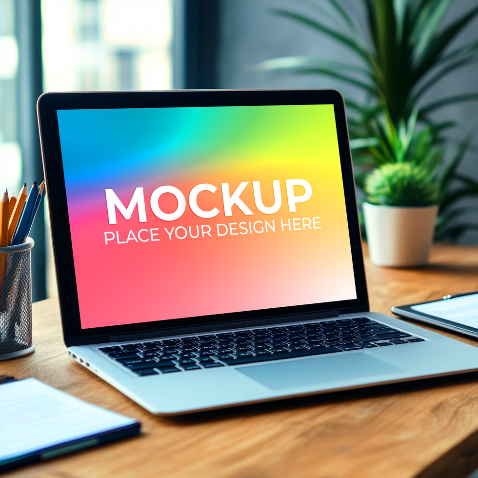 Clean Laptop Mockup for Tech Branding psd