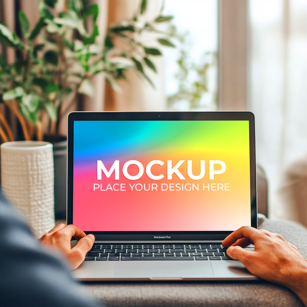 UI Design Scene with Mock Laptop psd