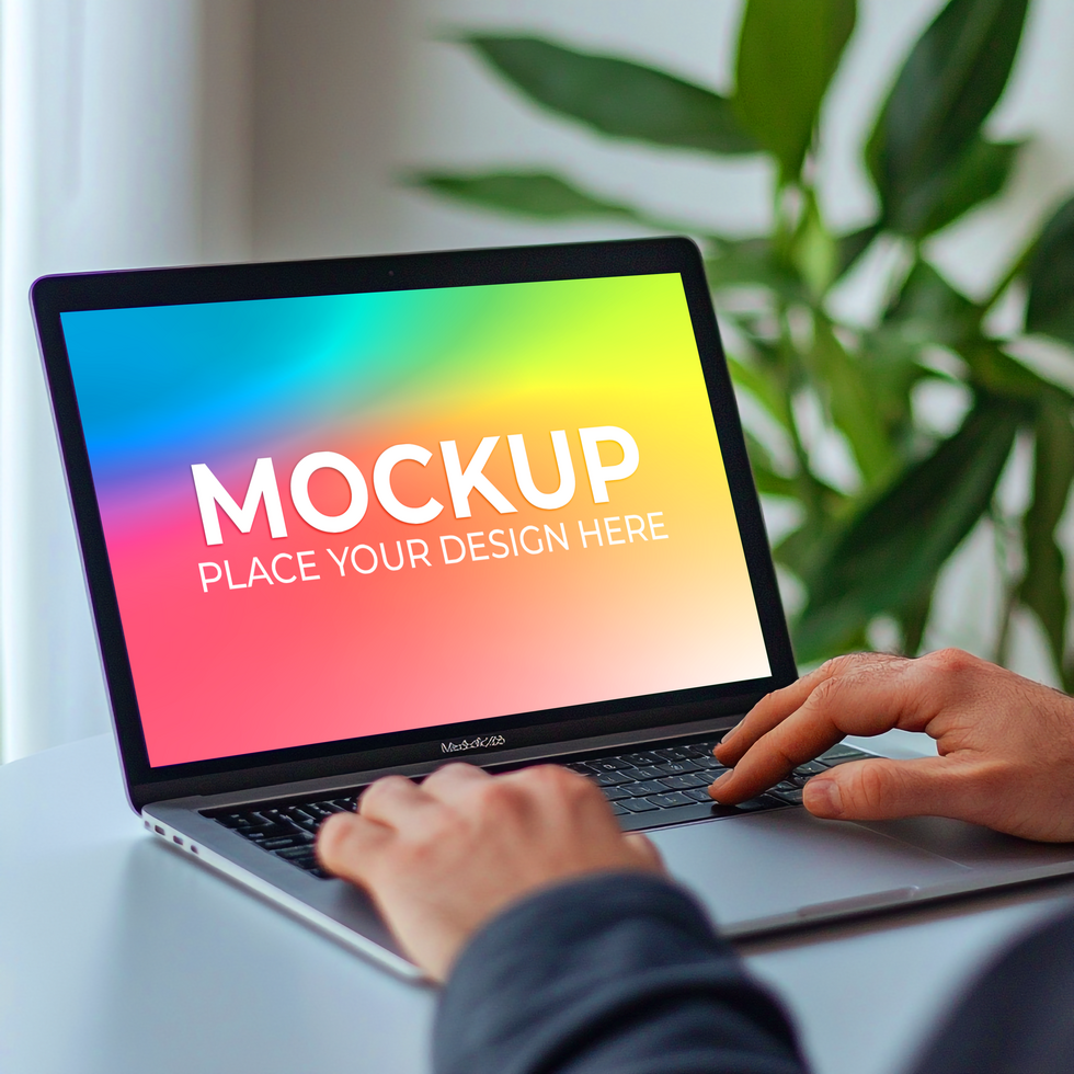 Focused Laptop Frame for Tech Branding psd