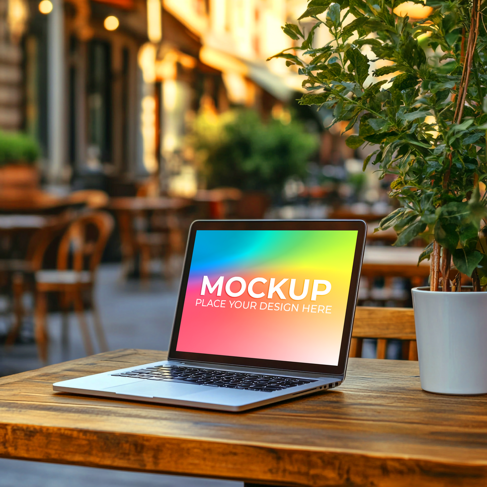 App Screen Concept on Realistic Laptop psd
