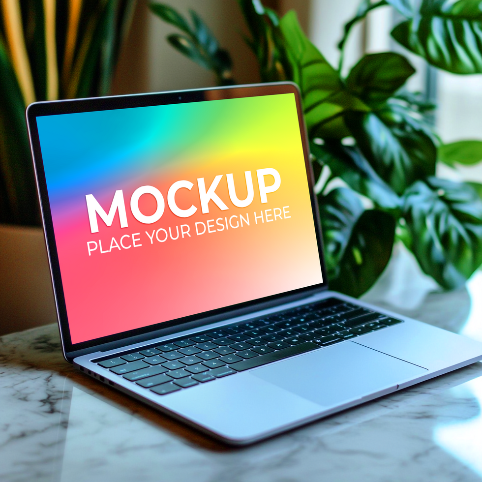 User Interface Mockup on Laptop Display psd