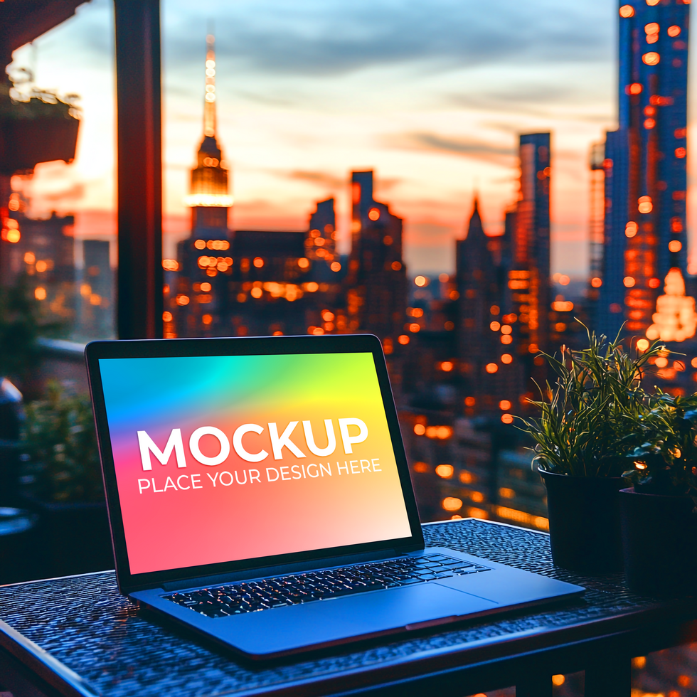Elegant Laptop View for UI UX Showcase psd