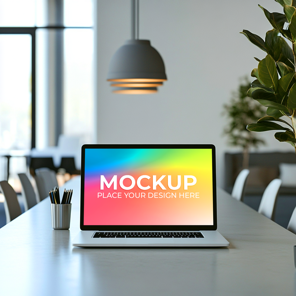 Website Theme Mockup with Laptop Display psd