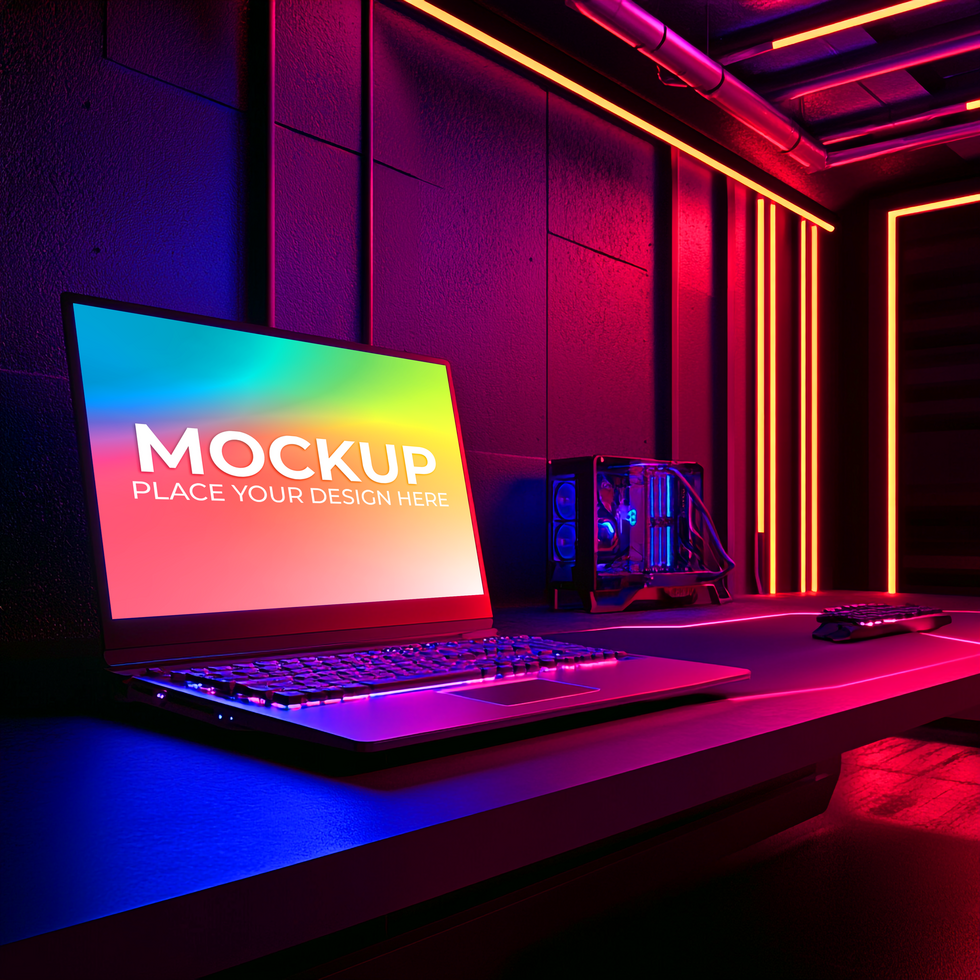 Device Presentation Mockup with Laptop psd