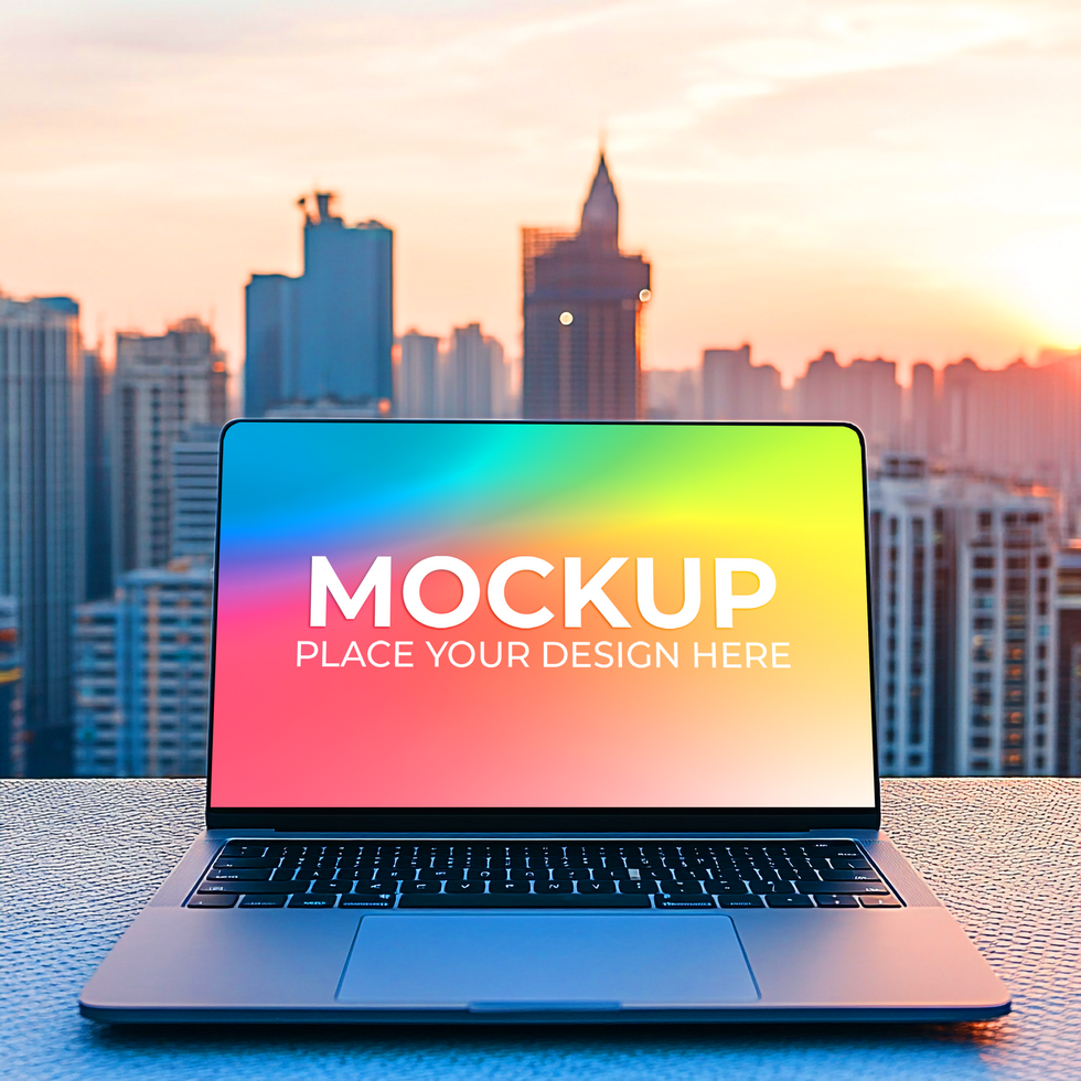 Digital Concept Mockup with Open Laptop psd