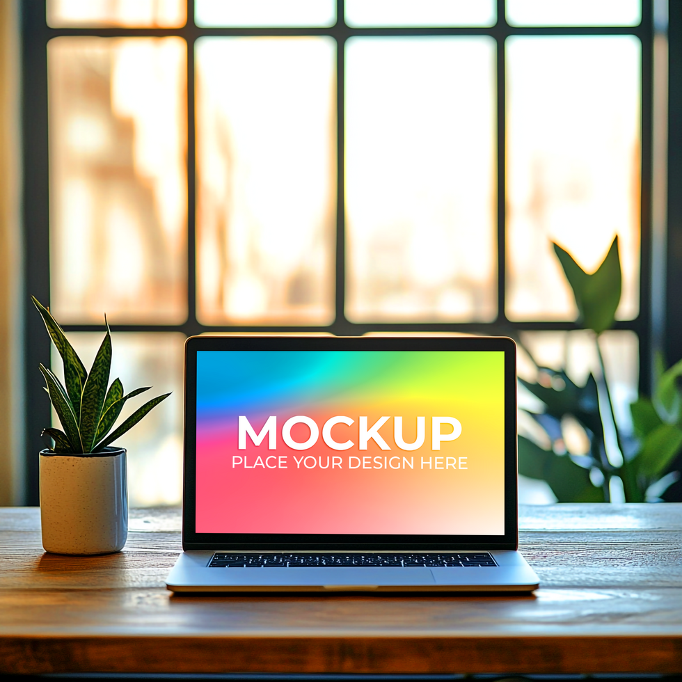 Laptop Perspective Scene for Designers psd