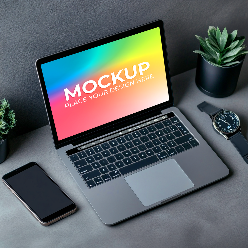 Laptop Layout for Interface Showcasing psd