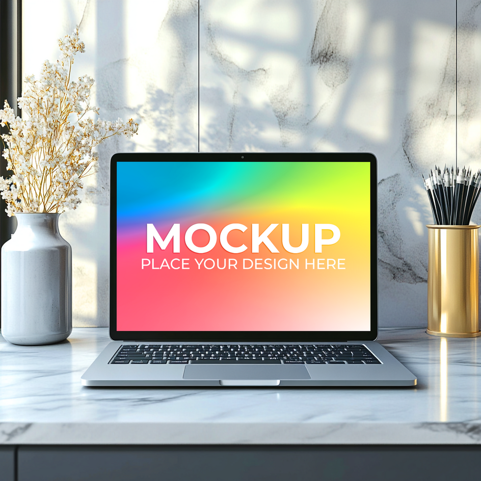 Tech Mockup Featuring Open Laptop psd