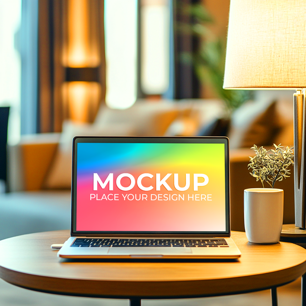 Clean Laptop Scene for Designers psd