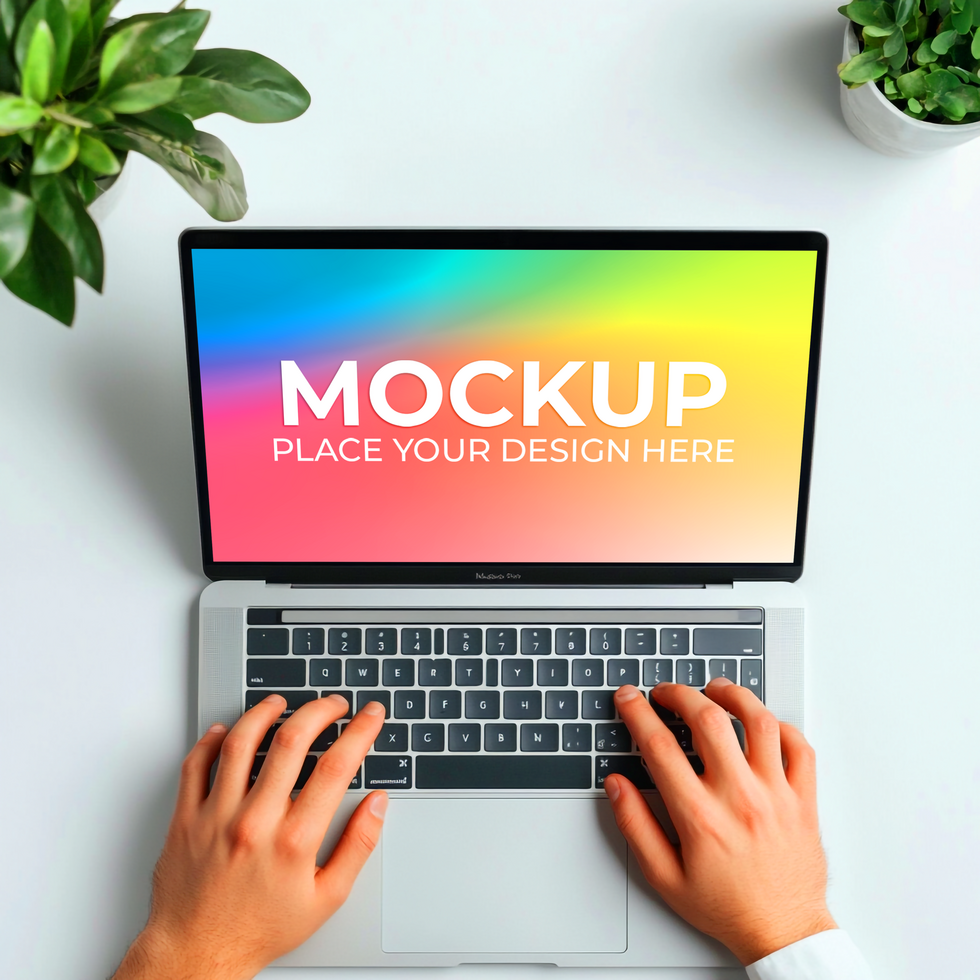 Workspace Laptop Scene for Branding Presentation psd