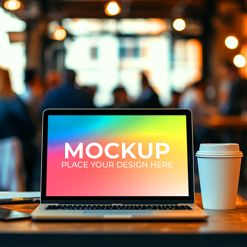 Minimal Tech Scene with Laptop Mockup psd
