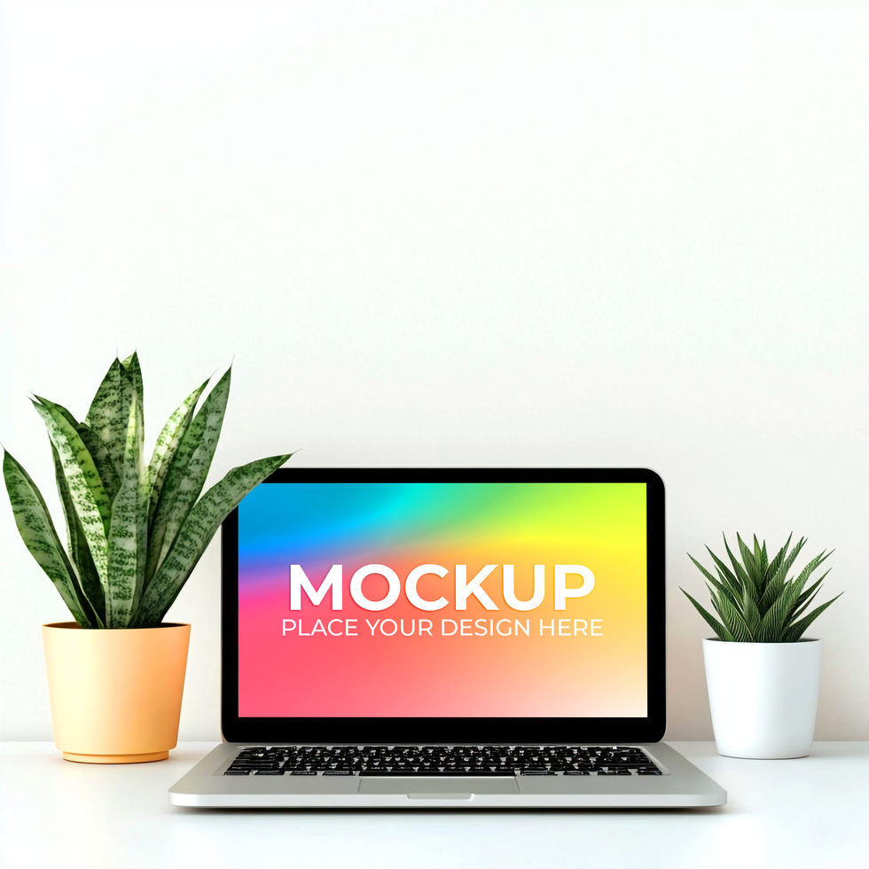 Realistic Laptop with Editable Screen psd