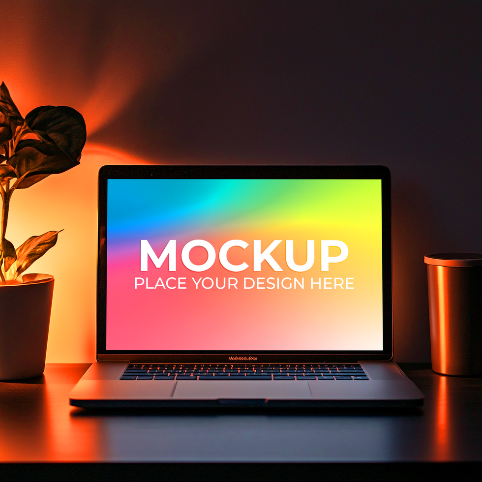Realistic Digital Workspace with Laptop psd