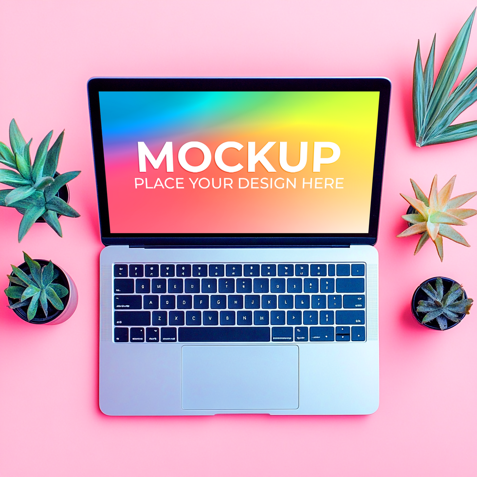 Web Design on Realistic Laptop Mockup psd