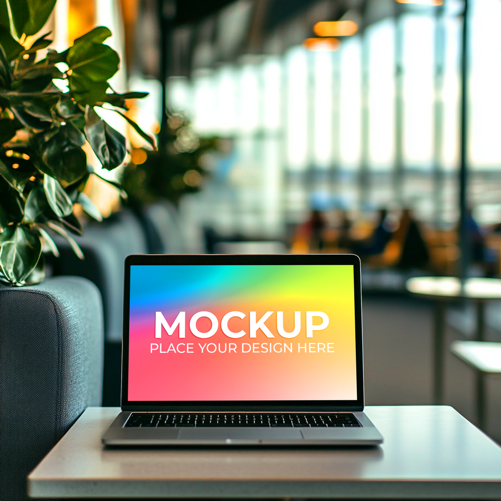 Flat Mockup of Laptop for UI Designers psd