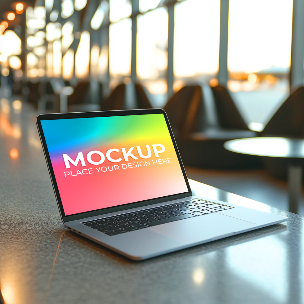 Clean and Minimal Tech Mockup with Laptop psd