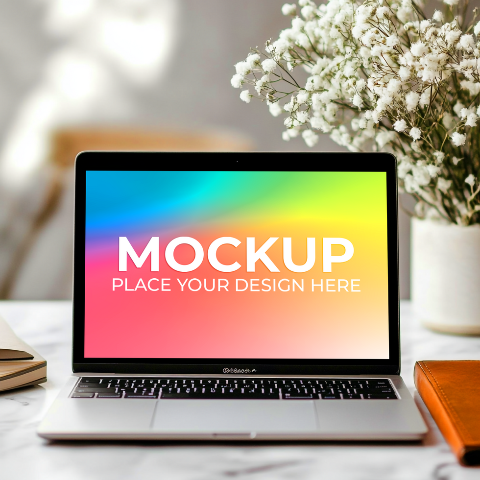 Website Template on Sleek Laptop Scene psd