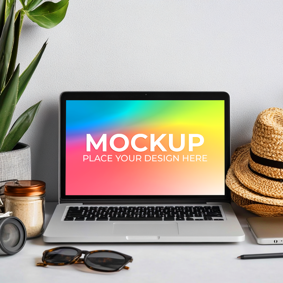 Laptop with Empty Screen for Marketing Use psd