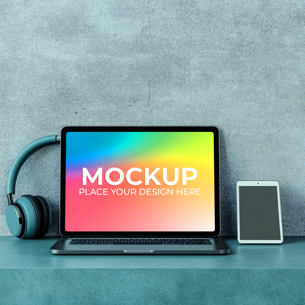 Front View of Laptop for Web Design Preview psd