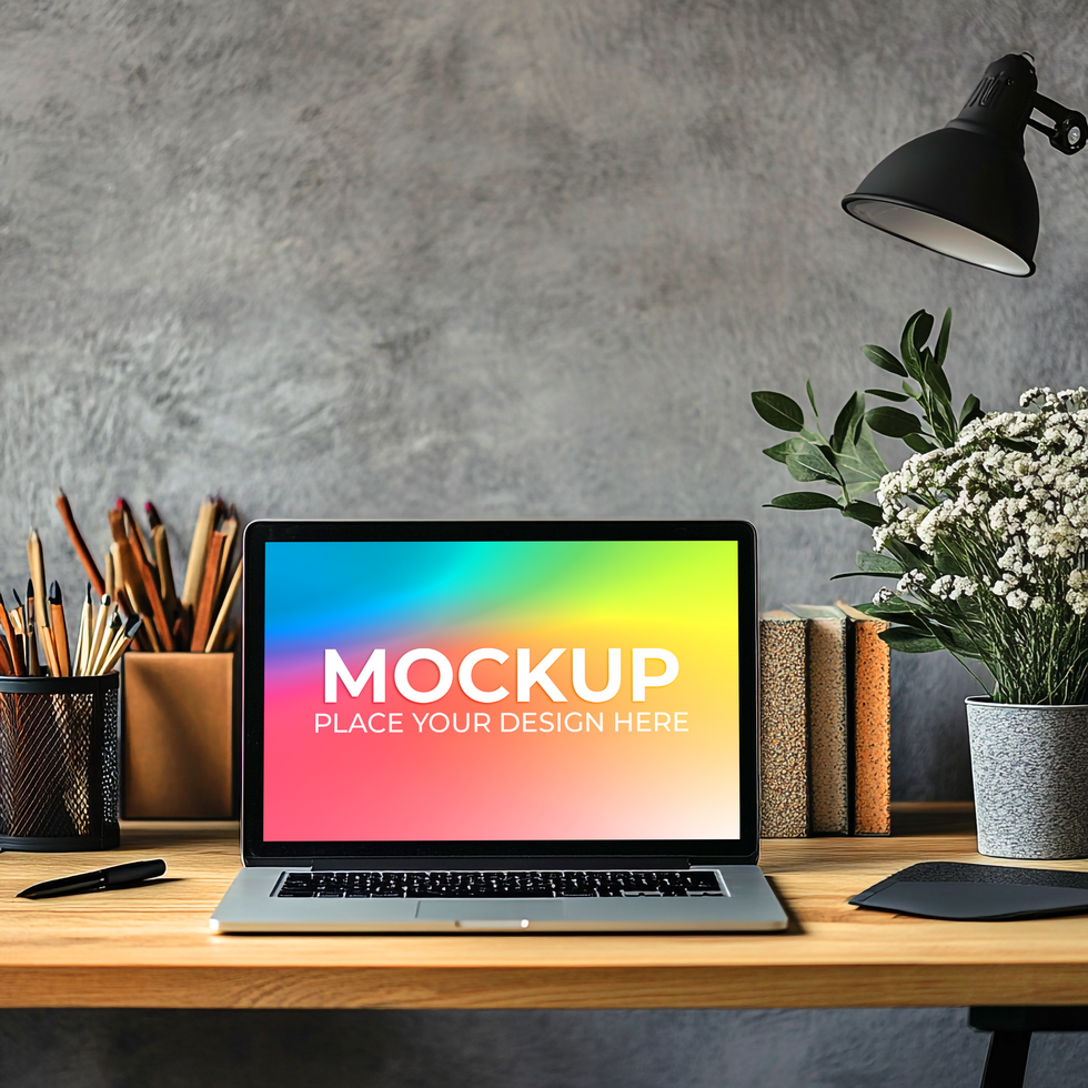Modern UI Template on Blank Laptop Screen psd