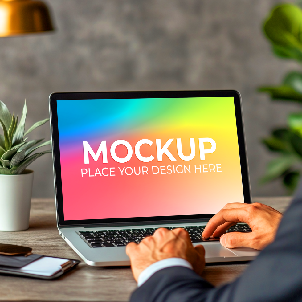 Elegant Laptop with Customizable Screen psd