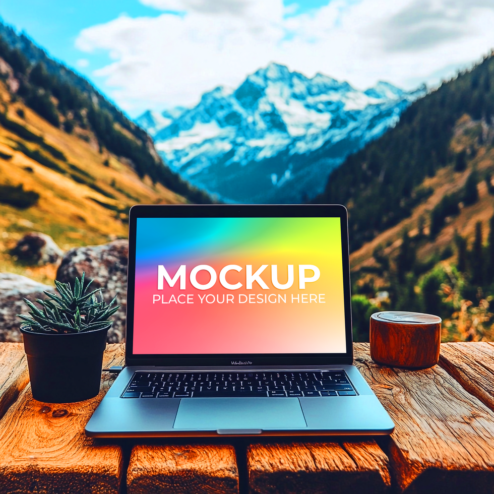 Realistic Laptop with White Screen for Design psd