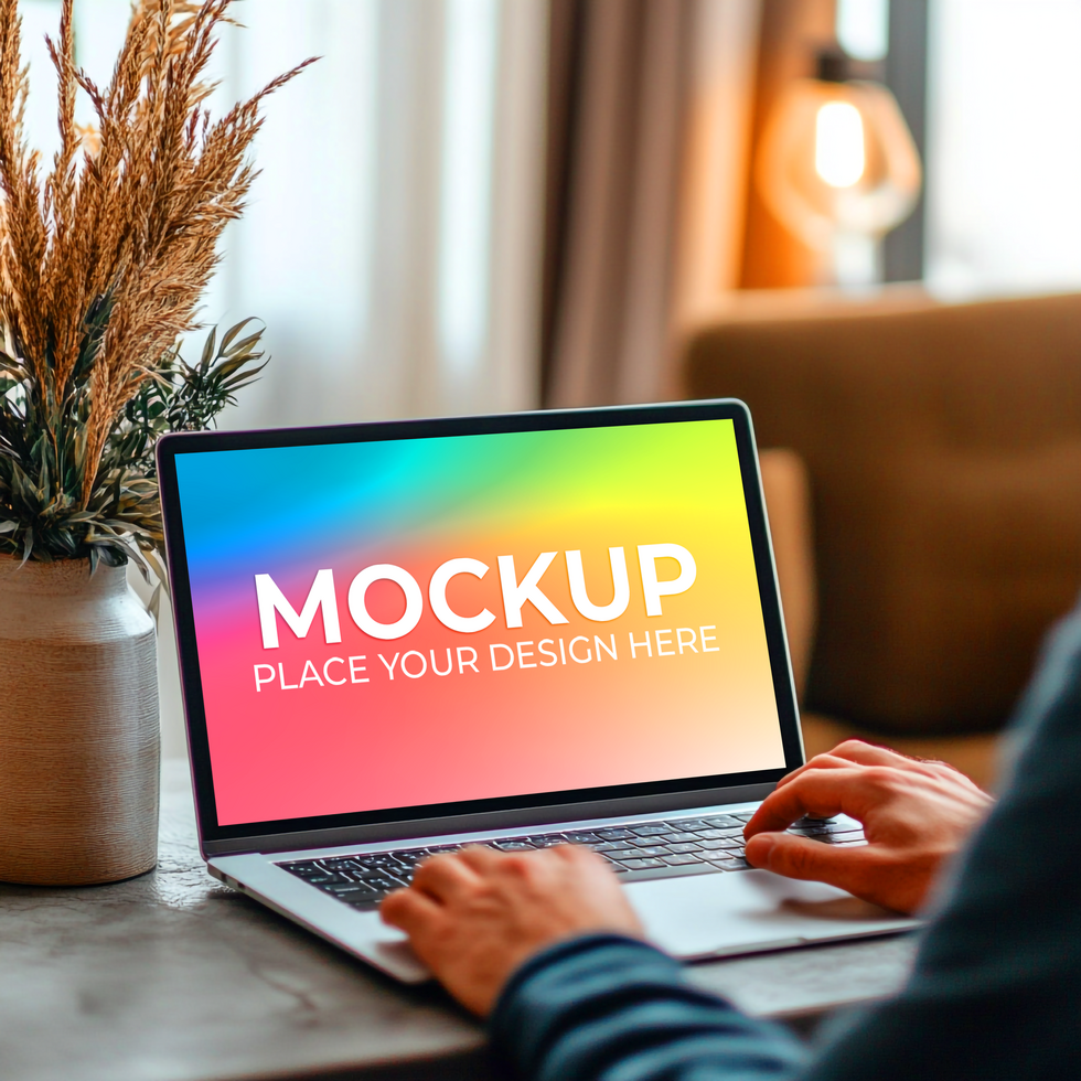 Minimalist Laptop Scene for UI Mockup psd