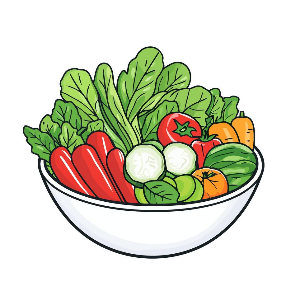 Fresh Vegetable Salad Bowl Icon vector