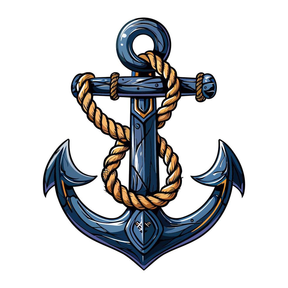 Classic Anchor with Rope Art vector