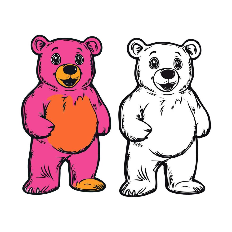 White Bear with Pink Details vector