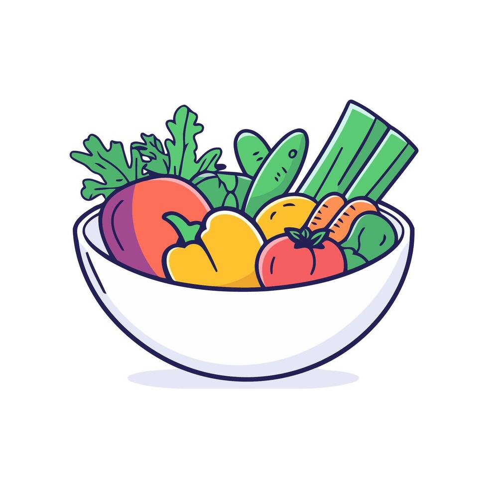 Colorful Vegetable Salad Bowl Art vector