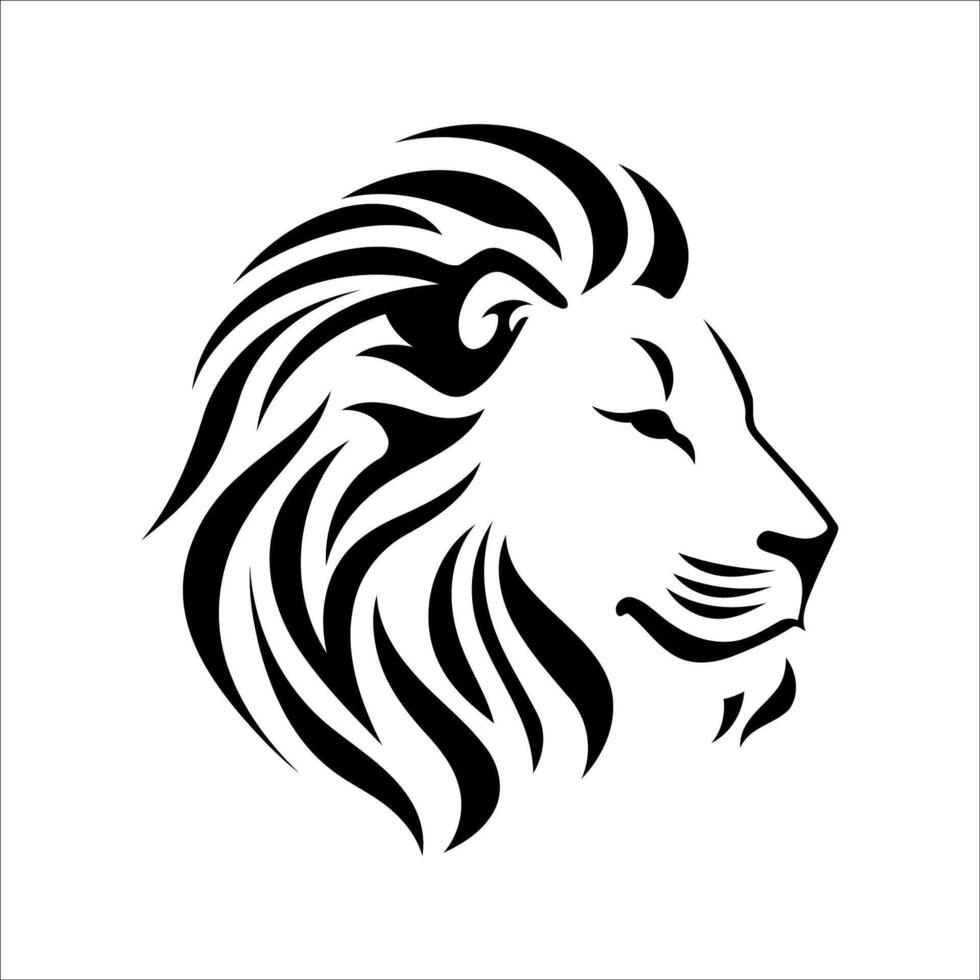 Lion Head in Bold Profile vector