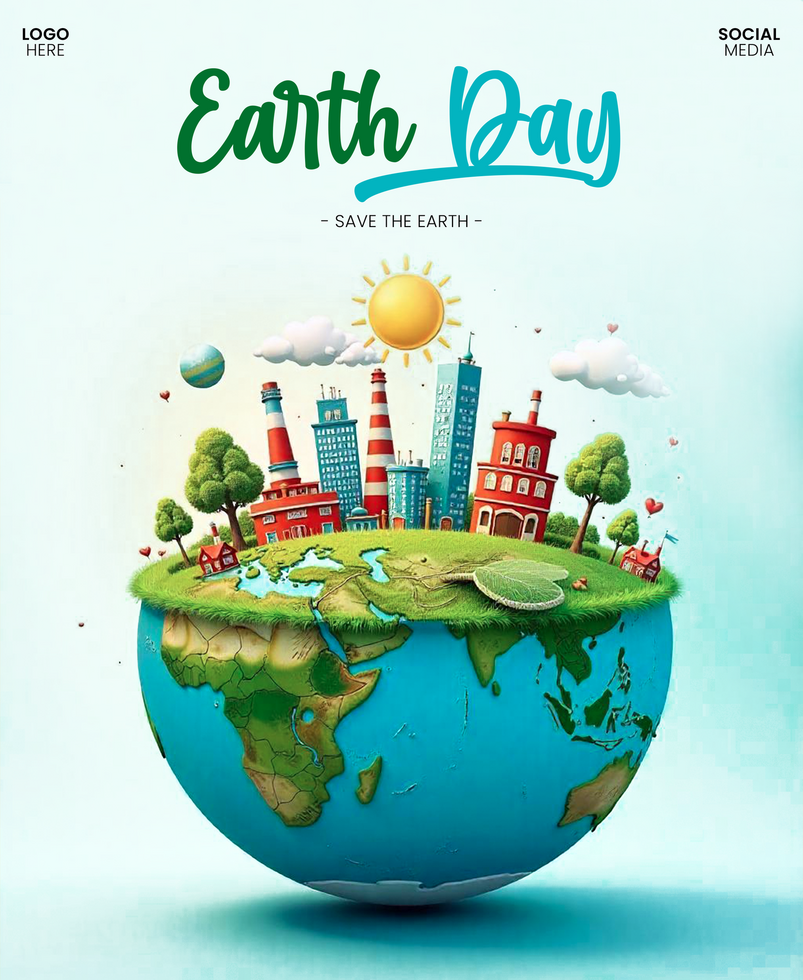 Green Earth Day Social Media Design Template Free and Fully Customizable psd