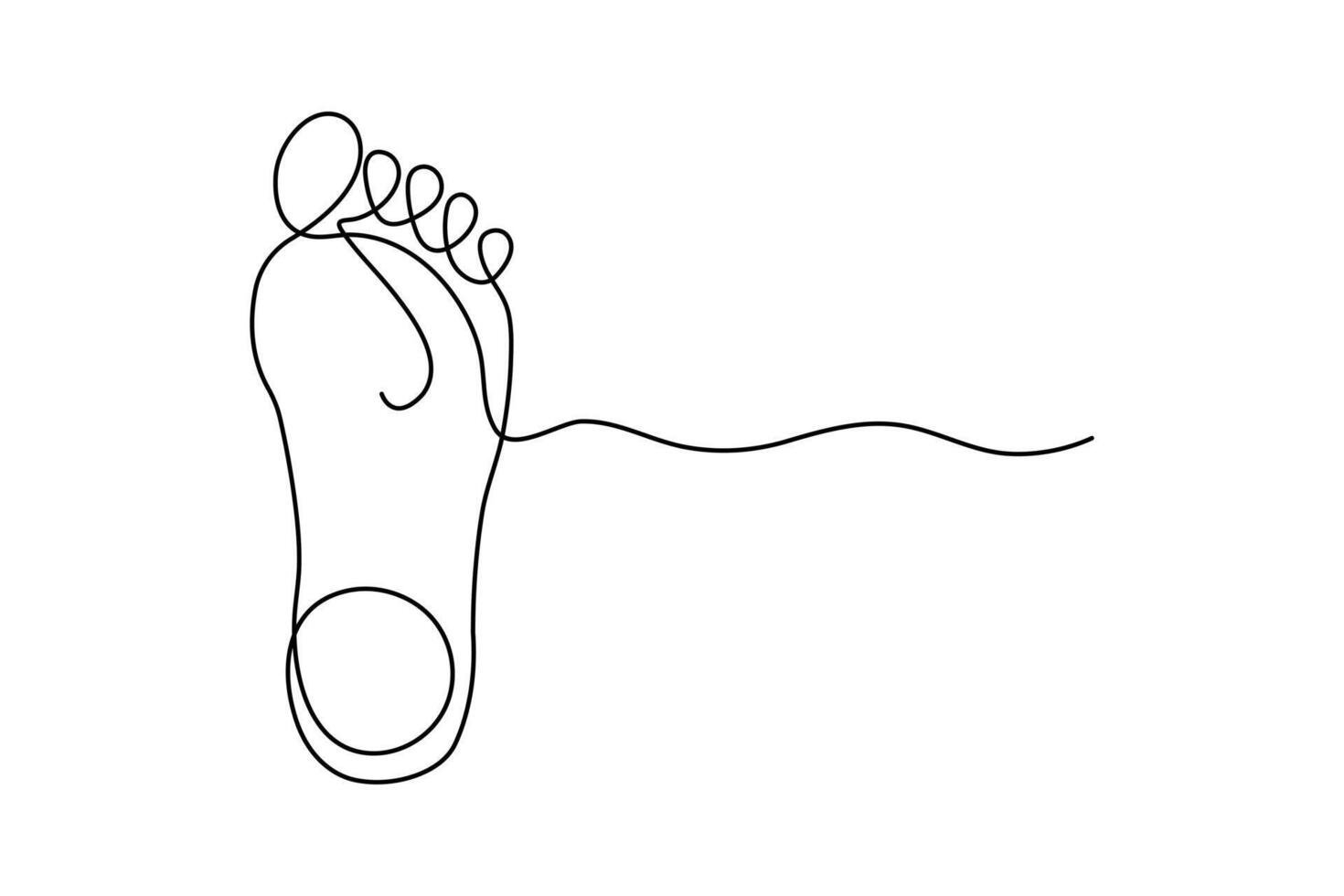 Continuous single line Foot sole drawing of isolated outline design vector