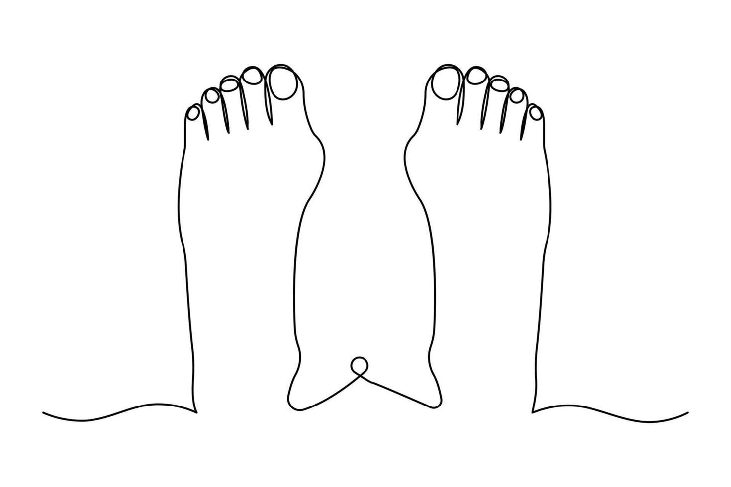 One continuous line art drawing of foot sole linear style Hand drawn isolated style vector