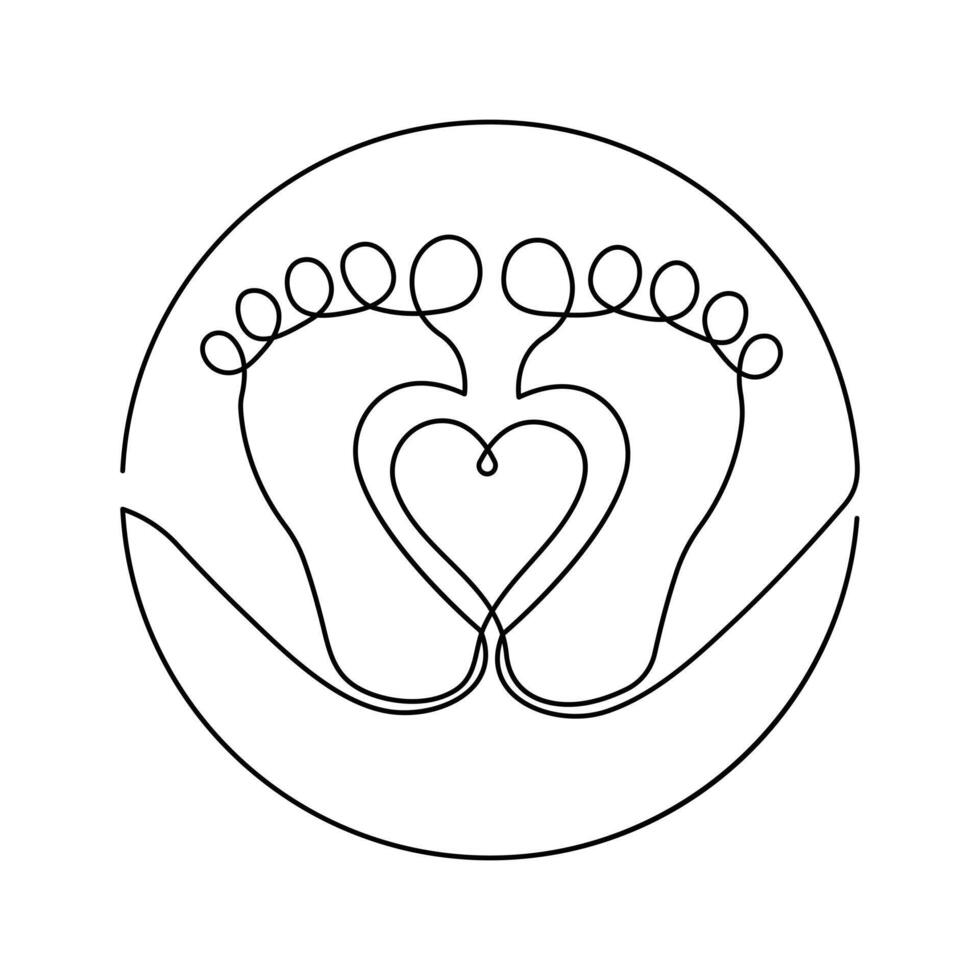 Simple illustration of foot sole shape continuous single line art drawing foot outline style vector