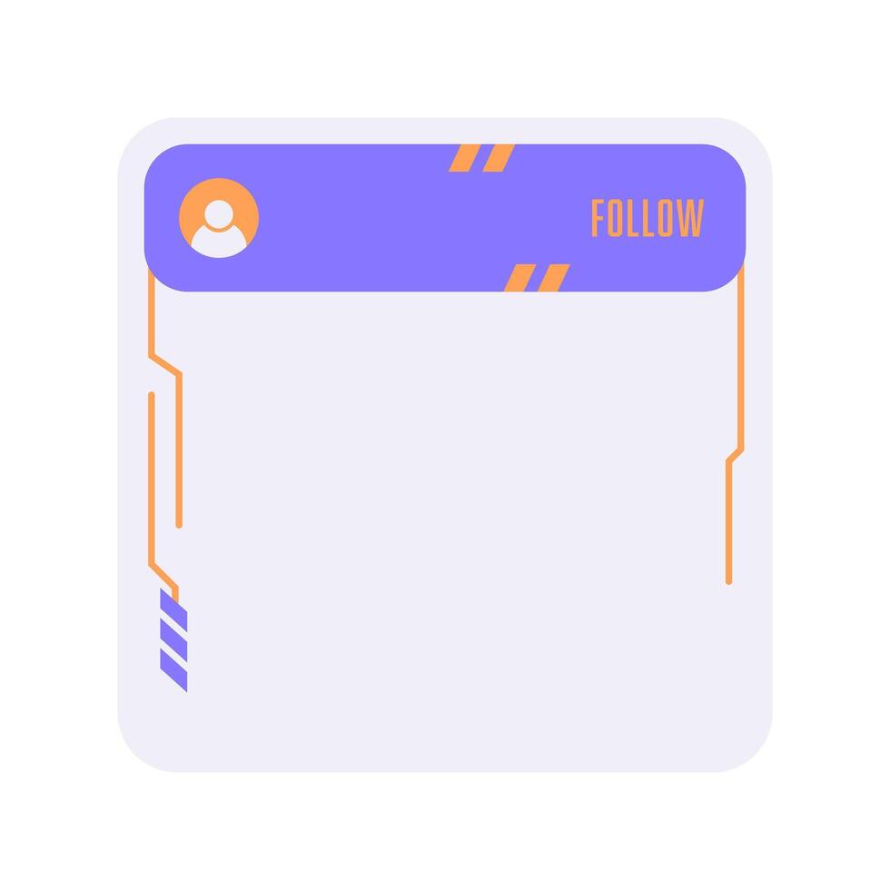 Futuristic social media mock up. Colorful social media frame interface. vector