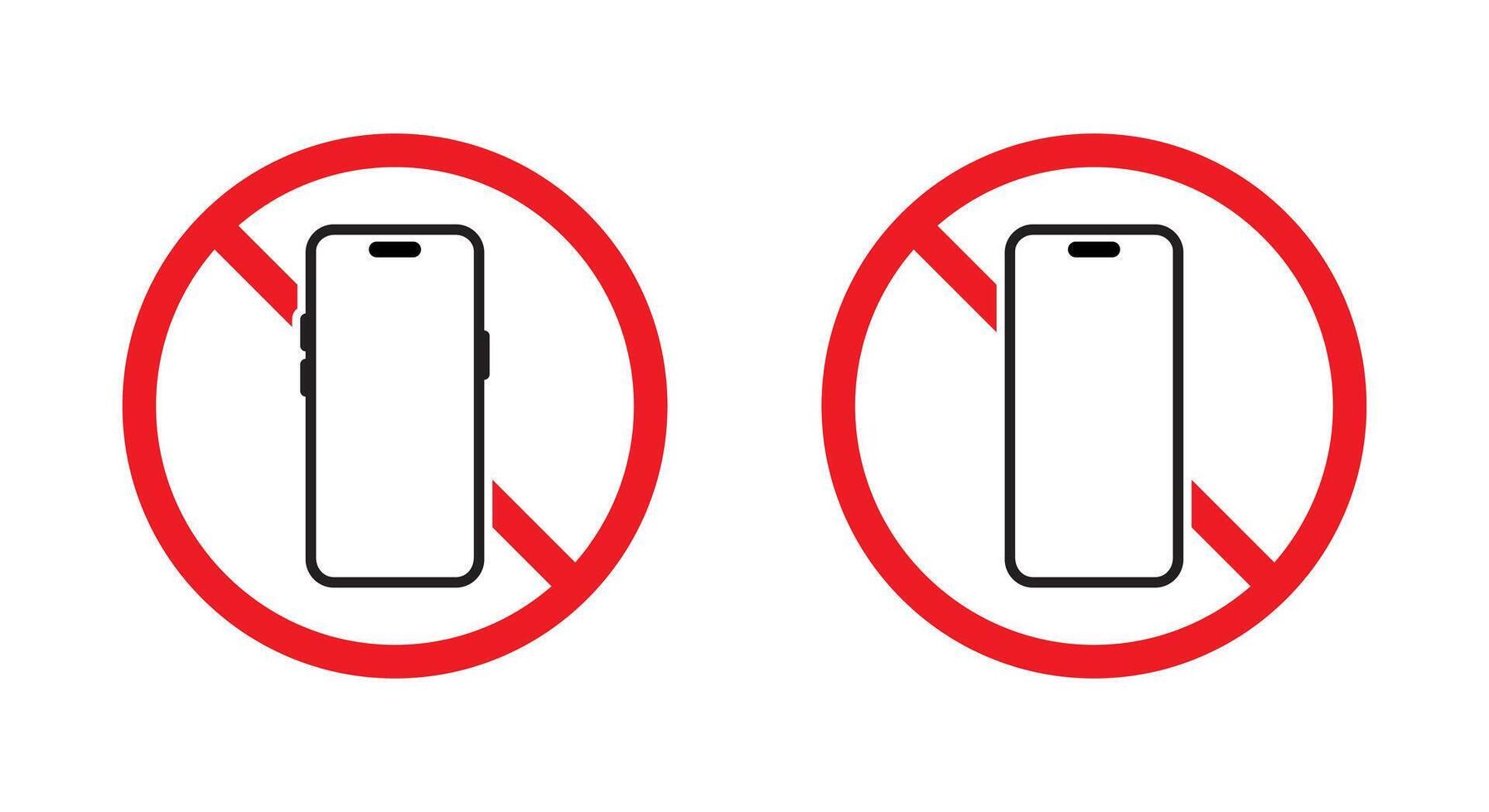 No smartphone sign icon in generic design. Mobile phone prohibition icon. Cellphone with forbidden symbol vector