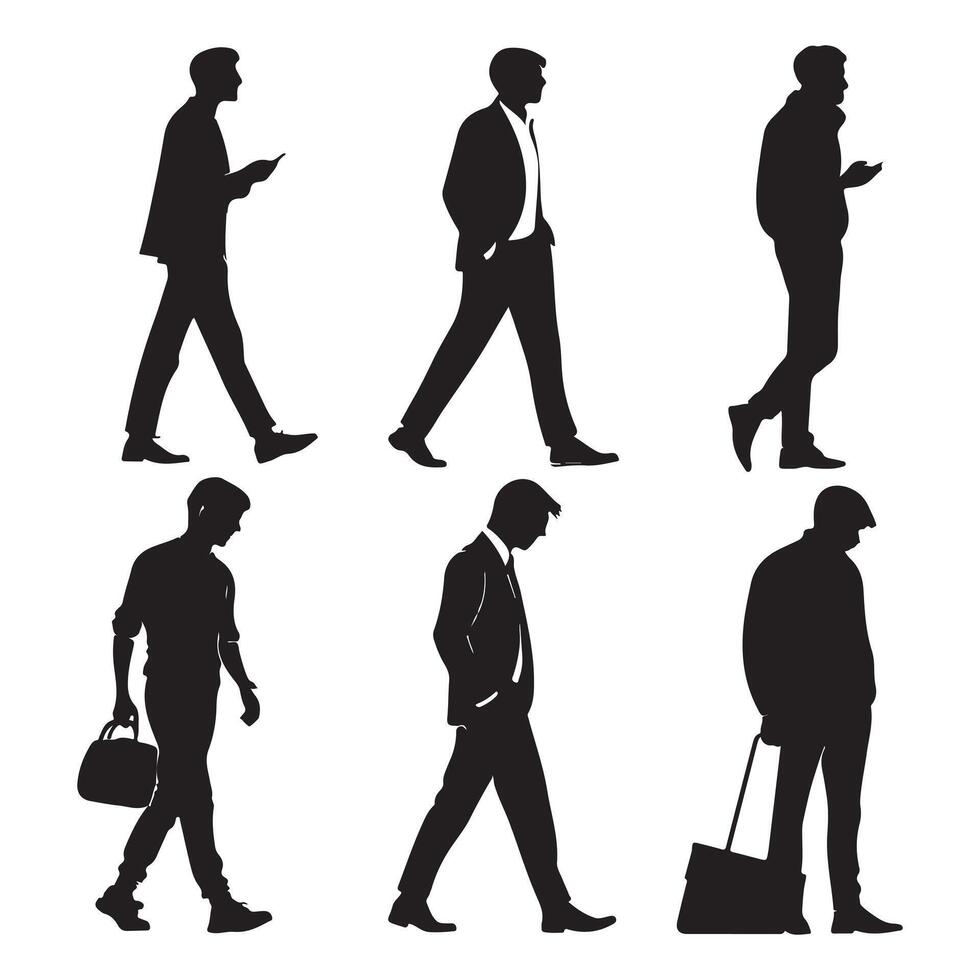 Man Silhouette Icon Set Design for Graphic Projects vector