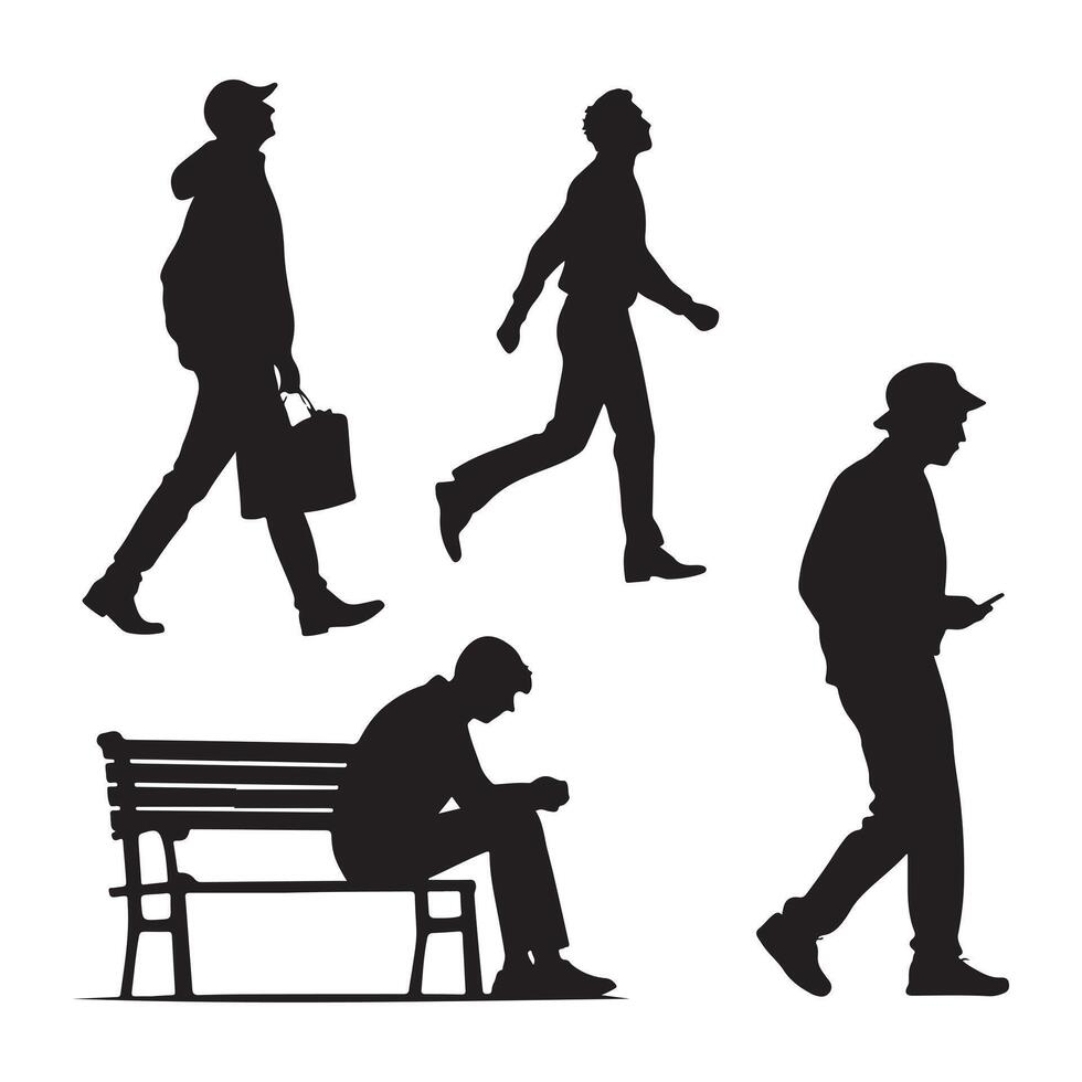 Modern Man Silhouette Icons for Branding and Design vector