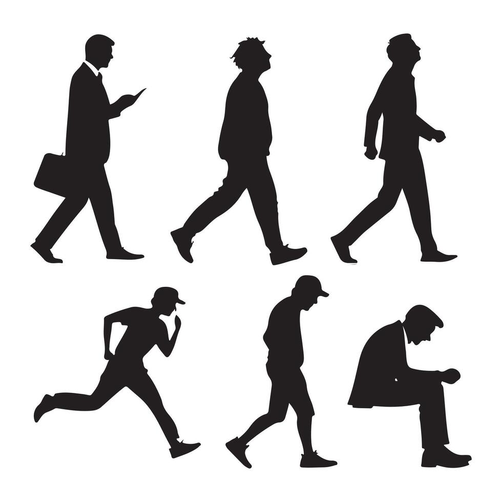 Classic Man Silhouette Set for Digital Use vector