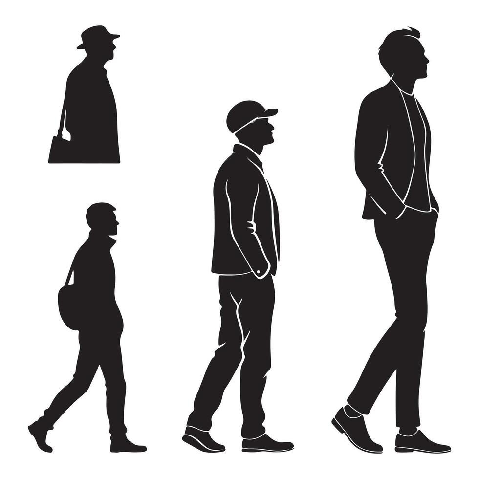 Black and White Man Silhouette Icons Collection vector