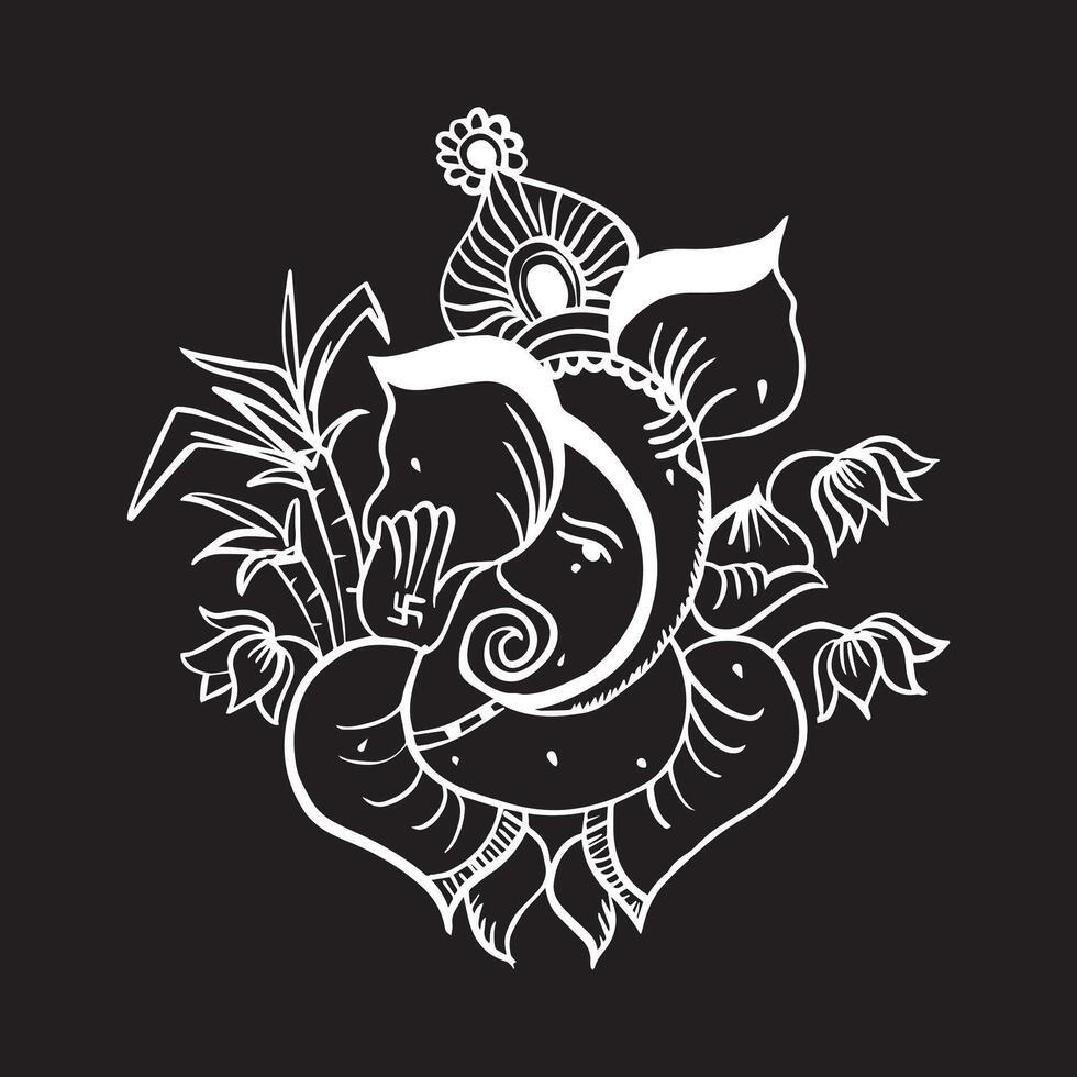 Lord Ganesha Line Art vector
